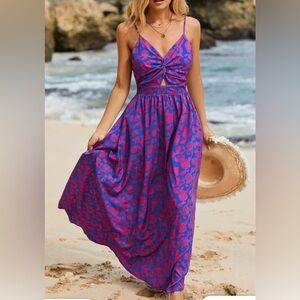 Cupshe Pink and Blue Maxi Dress. Like new! Size Medium